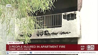 Three hurt after jumping from burning apartment complex