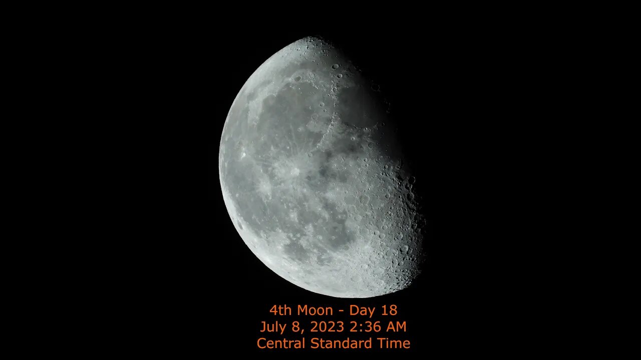 Moon Phase July 8, 2023 236 AM CST (4rd Moon Day 18)