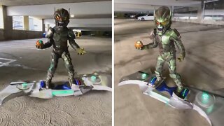 Dad creates custom Green Goblin costume for his son