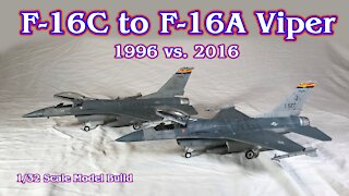Building the Revell 1/32 Scale F-16 Fighting Falcon Fighter Jet model 1996 vs. 2016
