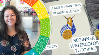 Paint With Me: [Funky Snail] Real-Time Watercolor Tutorial Workshop - Beginners Tips & Tricks