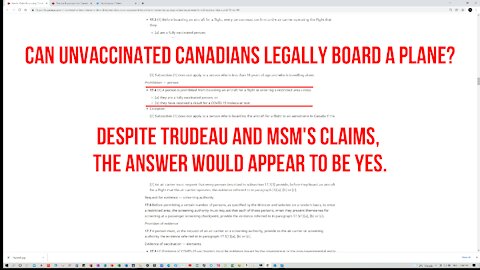 Can unvaccinated Canadians board a plane? The answer would appear to be yes... for now - November 22nd 2021
