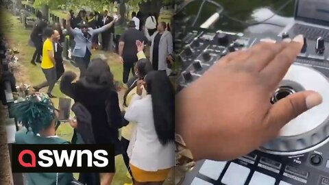 Amazing moment mourners break into dancing during DJ set at funeral