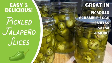 Pickled Jalapeño Slices! EASY & DELICIOUS! Water bath method in steam canner. Super fast to make!