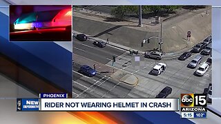 Motorcycle rider not wearing helmet in crash