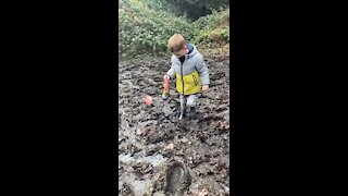 Boy Falls Into Mud After Stealing Sister’s Shoes