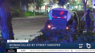 Woman hit, killed by street sweeper