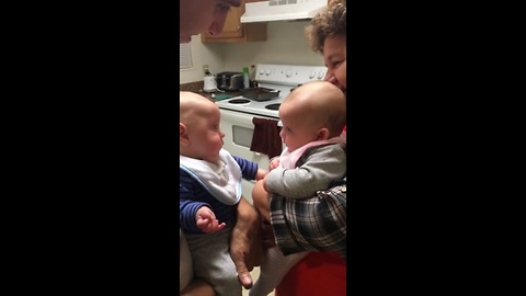 A Baby Boy Has The Same Reaction Every Time He's Put Face To Face With His Twin Sister