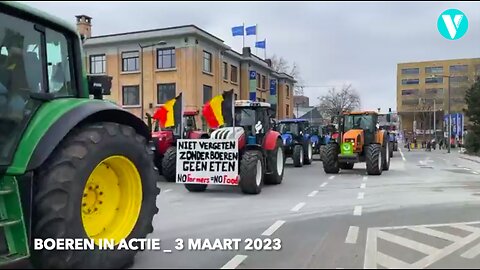 🚜 TRACTORSTOET BRUSSEL _ 3.3.2023 _ 2 uur (versneld in 10 min) met eerste 1500 tractoren van de in totaal 3000 tractoren in Brussel