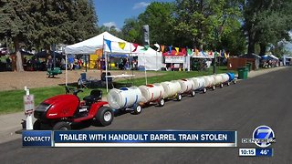 Trailer with hand-built barrel train stolen