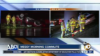 Numerous crashes occur during wet morning commute