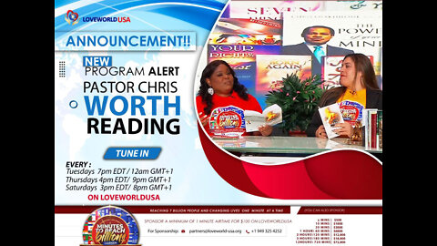 Announcement 🎉 NEW Program on Loveworld USA | Pastor Chris Worth Reading