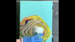 (13) DelicateTree Ring Pour with Negative Space -Acrylic Pouring