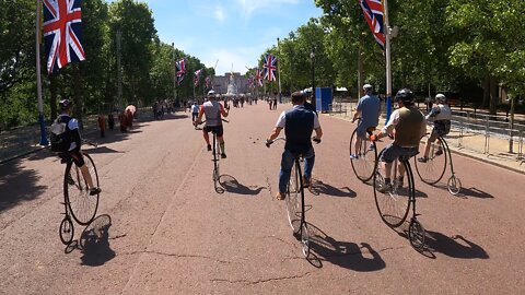 Penny-Farthings Cycling Around Iconic London Landmarks
