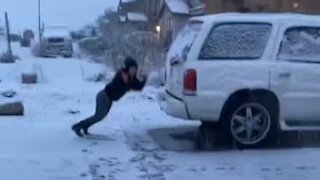 Snowball fight ends with extremely painful fall