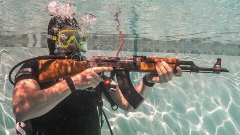 Firing an AK47 Underwater - #shorts slowmo
