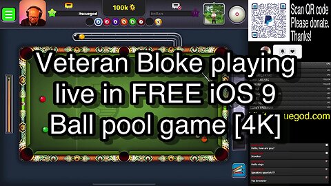 Gray-haired Grandpa gaming on Facebook in iOS pool game [ENG] [4K
