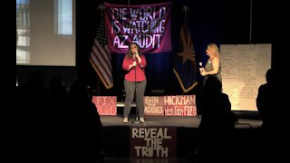 Liz Harris speaking at the Truth Tellers Town Hall November 7, 2021 at Scottsdale Studios