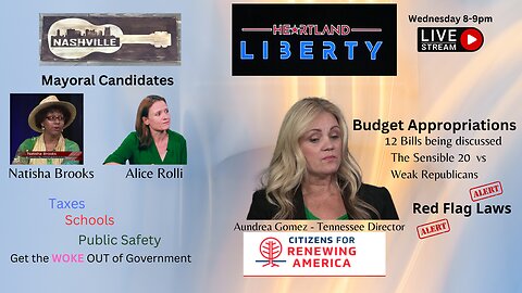 7-5-2023 Heartland Liberty Live Wednesday 8-9pm Central | Aundrea Gomez | Nashville Mayor Candidates