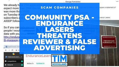 Community PSA - Endurance Lasers Threatens Reviewer & False Advertising