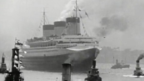 S.S. Normandie catches fire at New York pier (1942)