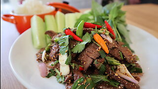 How to make Thai spicy beef salad (Nam Tok Nua)