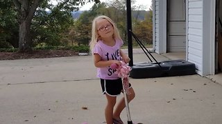 Little Girl Has Scooter Mishap