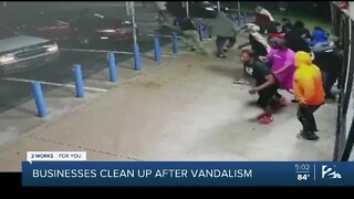 Businesses Clean Up After Vandalism