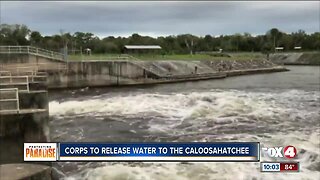 The Army Corps of Engineers release water from Lake Okeechobee to the Caloosahatchee Estuary