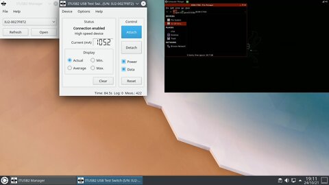 Interruptor de teste ITUSB2: Demonstração no Kubuntu 20.04 LTS