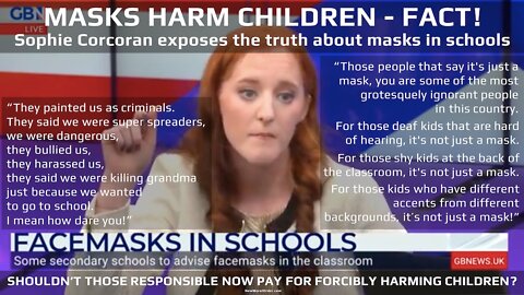 COVID MASKS. The Mental Harm to Children - Sophie Corcoran Testimony