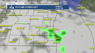 Clouds and a few light showers Friday