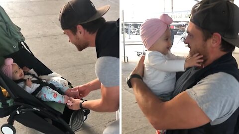 Dad has heart-melting reunion with baby after months apart