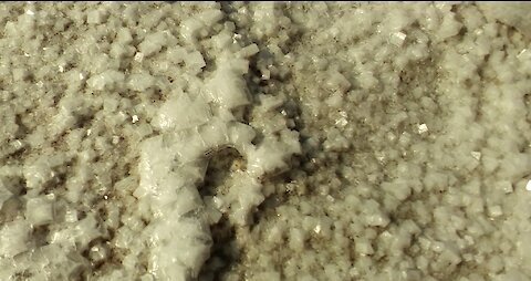 Crystallization of salt in the lake