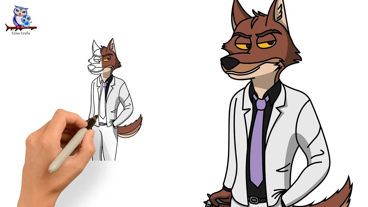 How To Draw Mr. Wolf The Bad Guys Tutorial