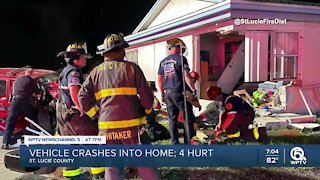 4 hospitalized after vehicle crashes into St. Lucie County home