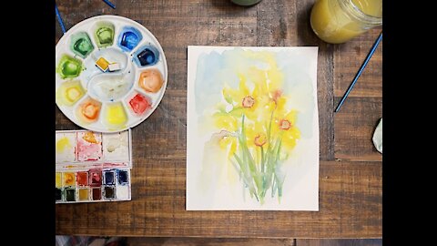 Abstract Watercolor Daffodils