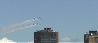 NEW VIDEO: Thunderbirds, Blue Angels fly above New York City