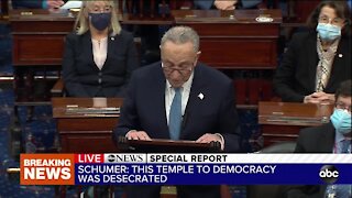 Sen. Chuck Schumer delivers remarks after pro-Trump riot at Capitol