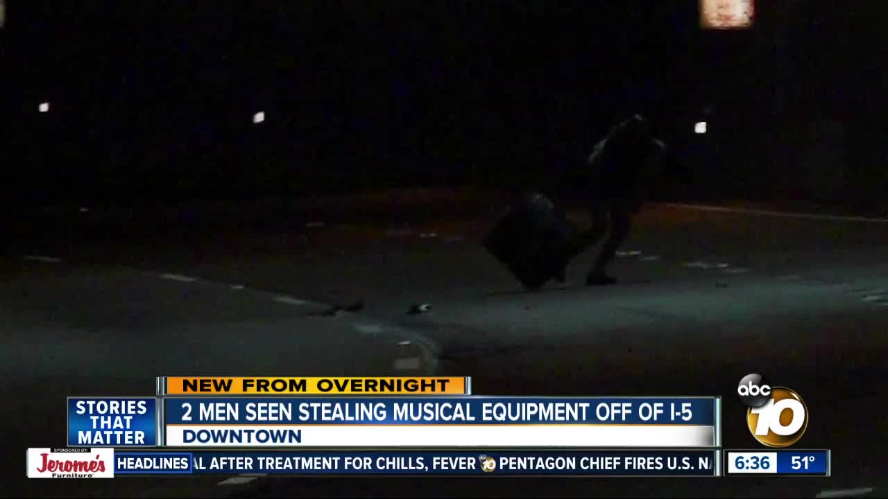 Thieves grab music equipment that falls onto I-5