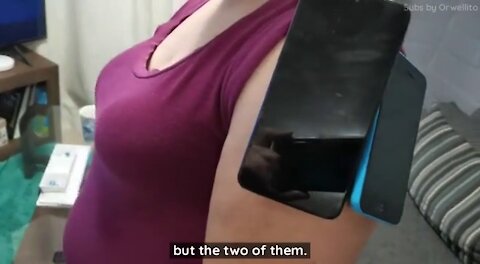 MagnetGate: Two cell phones get sticked to her arm