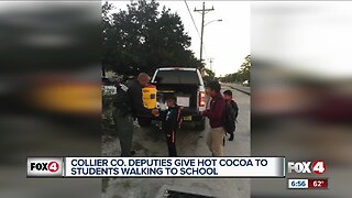 Deputies pass out hot coco to students in Collier County