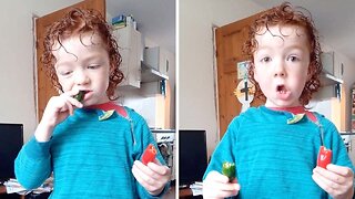 “IF YOU JUST BITE THEM, THEY’RE OK”: PROUD FIVE-YEAR-OLD BITES INTO HOMEGROWN CHILLIES AFTER SAYING THEY’RE NOT HOT, ONLY TO FIND OUT HE’S WRONG