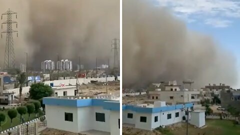 Incredible dust storm in Pakistan due to Cyclone Taukte
