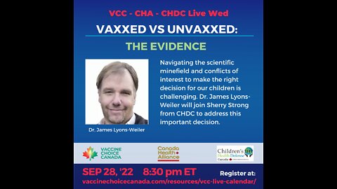 Wednesday, September 28 - CHA/VCC/CHDC National Assembly call with guest Dr. James Lyons-Weiler.