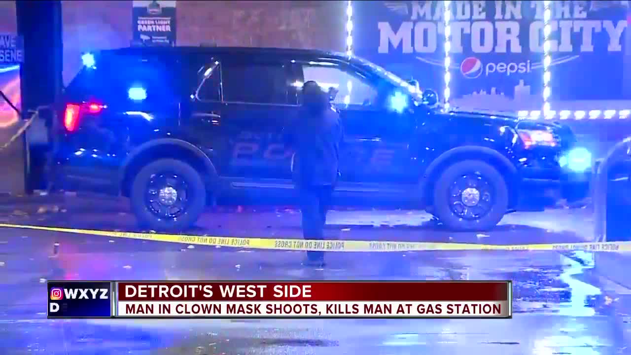 Suspect wearing clown mask shoots, kills man at gas station on Detroit's west side