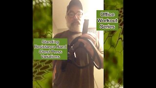 Office workout series: variations of the resistance band standing chest press