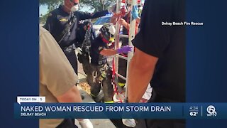 Naked woman rescued from storm drain in Delray Beach