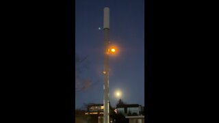 Brand new 5G tower with lamp installed