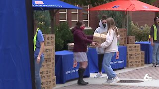 Idaho Foodbank distributing food boxes at Boise State Tuesday